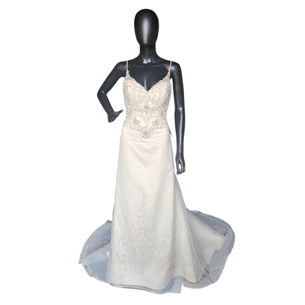 NWOT Champagne/Rose Gold Spaghetti Strap A-Line Wedding Gown - Beloved